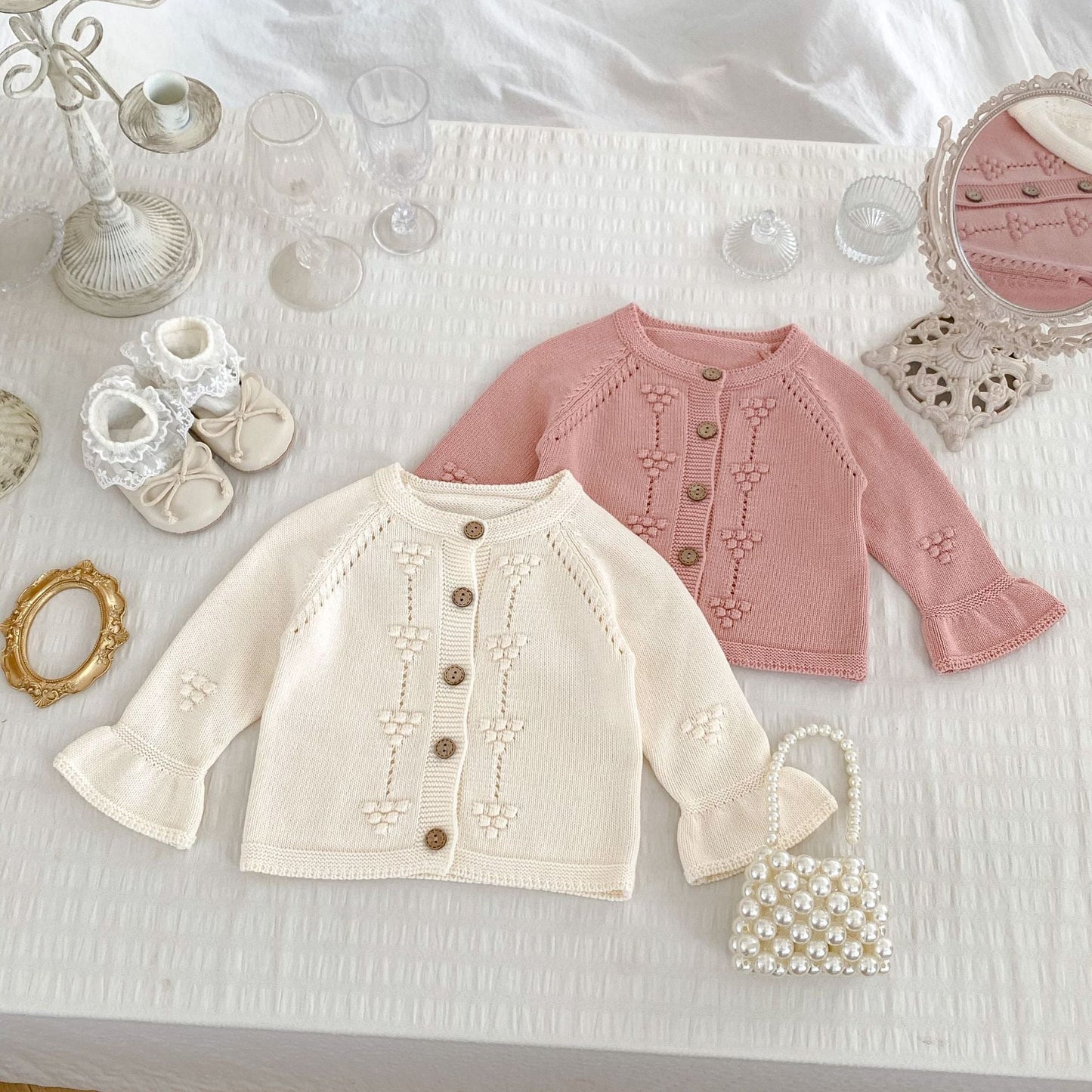 Autumn New Arrival Baby Kids Girls Comfortable Solid Color Jacquard