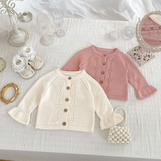 Autumn New Arrival Baby Kids Girls Comfortable Solid Color Jacquard